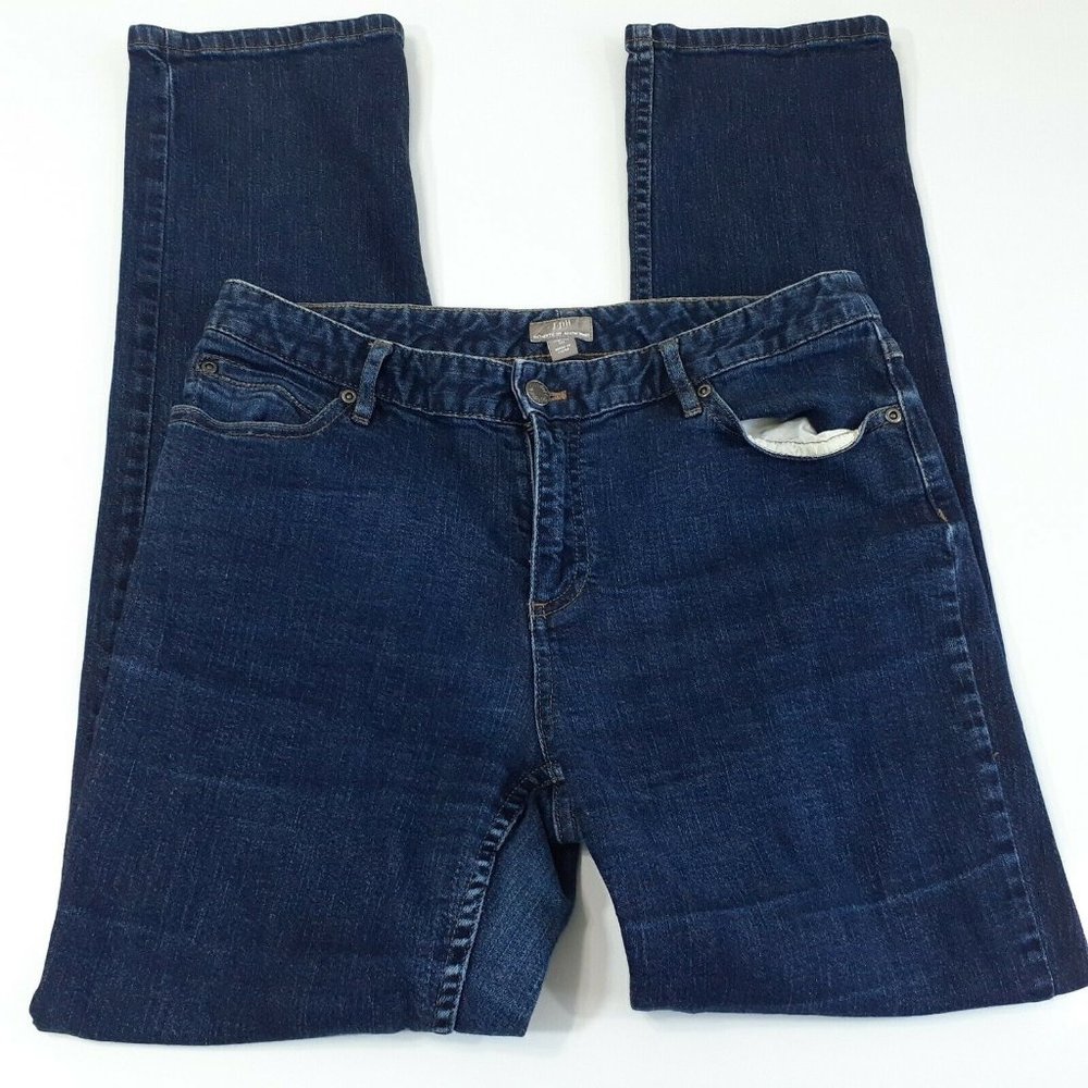 J Jill Women's Blue Authentic Fit Below Waist Stretch Denim Jeans Size 10